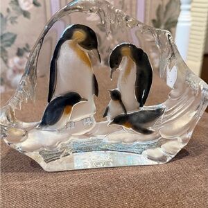 Crystal Penguin Family Figurine